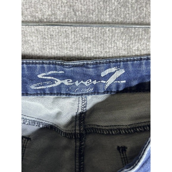 Seven7 Skinny Easy Fit Jeans Womens Size 12 Stretch Distressed Blue Denim - Picture 3 of 16
